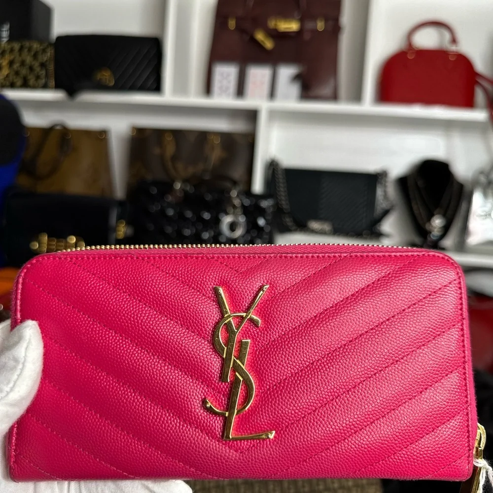 Saint Laurent YSL Monogram Large Zip Wallet in Grained Leather - Picture 3 of 11